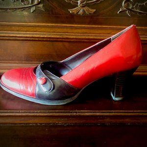 Red and Black Retro Shoes with 2 3/4" heel
